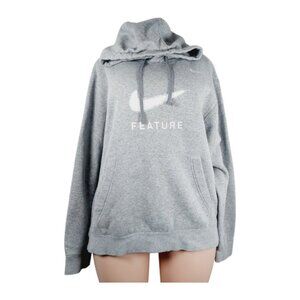 Nike Women's Gray Heather Feature Raglan Sleeve Casual Pullover Hoodie Size L